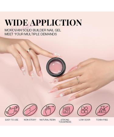 Morovan Solid Builder Gel Kit - Non Stick Gel for Nails with Nail Tips, Chrome Powder, Glitter Sequins - Strengthen Nail Art - 3 Colors - Buy Online on SooperMarket.com