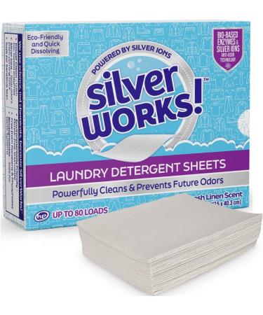 Premium Laundry Detergent Sheets - Silver Ion Odor Elimination | Powerful Fresh Linen Washer Sheets (40 Sheets - Buy Online on SooperMarket.com