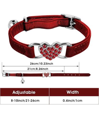 Cobee Bling Heart Cat Neck Band with Bell - Adjustable Rhinestone Pet Collar for Small Cats & Dogs - Safe & Stylish (Red) - Buy Online on SooperMarket.com