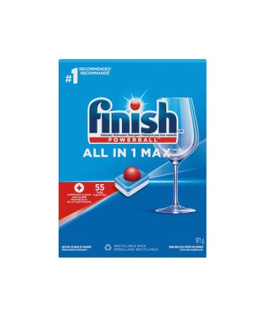 Finish Power Ball All In 1 Max Dishwasher Detergent Pods For Everyday Clean and Shine 55 Tabs