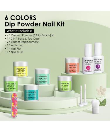 Lavender Violets 12 Pcs Dip Powder Nail Kit Spring 2 Summer Colours Lemon Yellow Light Pink Neon Green Blue Dipping Powder Liquid Set 2 in 1 Base & Top Coat Activator Nail Art Manicure M211 Neon Yellow Green - Buy Online on SooperMarket.com