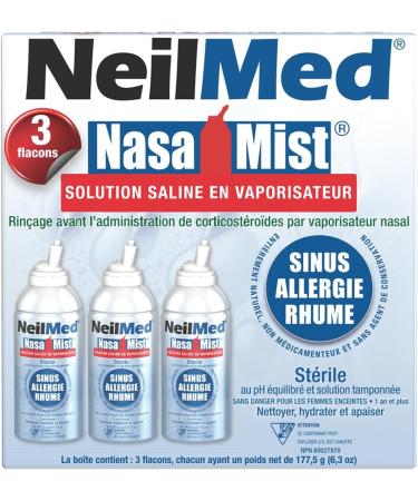 NeilMed NasaMist Saline Spray 177mL. All Natural pH Balanced & Buffered Solution - Soothe Moisturize and Cleanse Using Specially Designed tip. Contains 3 canisters - Buy Online on SooperMarket.com