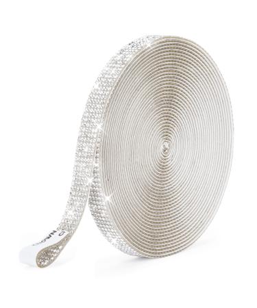 SNILOAW Self Adhesive Rhinestone Strips Crystal Rhinestone Diamond Ribbon Tape with 2mm Rhinestones Glittering for DIY Event Phone Car Wedding Decor (Silver  Width 0.51inch X 6.6 Yards) silver Width 0.51inch X 6.6 Yards