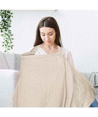Multifunctional Khaki Cutting Cloth & Snacking Apron | Adjustable Cotton Breastfeeding Cover for Moms | Ideal for On-the-Go Use - Buy Online on SooperMarket.com