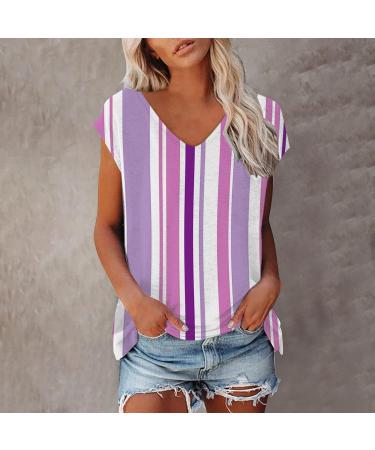 Short Sleeve T Shirts Clothing Woman T-Shirt Casual Black Clothing Top Women's Floral Pattern for Women Crop Tops Shirt Shirts Top Women's Summer Tank Top 2-purple XL - Buy Online on SooperMarket.com