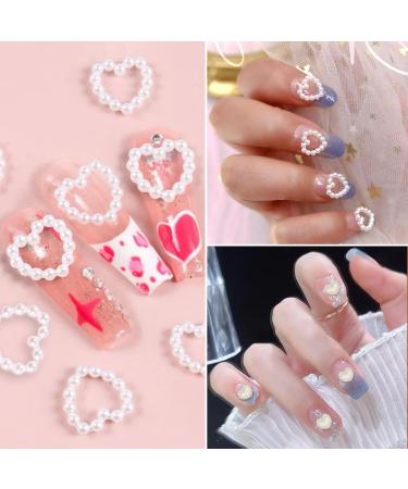 WLLHYF 480 Pcs 3D Nail Charms Assorted Colorful Multi Shapes Pearl Charms Heart Flower Bow Star Mixed Applique Cute Hollow Beads Manicure Decoration for Nail Art DIY Crafts Jewelry Accessories - Buy Online on SooperMarket.com