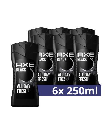 AX 3-in-1 shower gel & shampoo black for all-day fresh irresistible fragrance and a pleasant shower dermatologically tested 6x 250 ml Cedarwood 250 ml (6 Pack)
