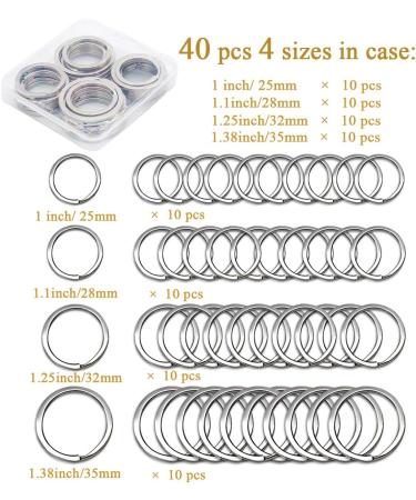 Teskyer Flat Key Ring 40 Pack - Split Metal Key Rings for Home, Car, Office - Organize Keys and Accessories - Silver - 4 Sizes (0.98INCH, 1.10INCH, 1.25INCH, 1.37INCH) - Buy Online on SooperMarket.com