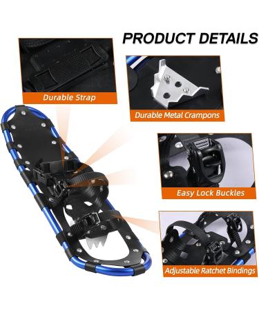 Lixada 23-Inch Lightweight Aluminum Alloy Snowshoes with Adjustable Bindings, Trekking Poles, and Carrying Bag - Blue - Buy Online on SooperMarket.com