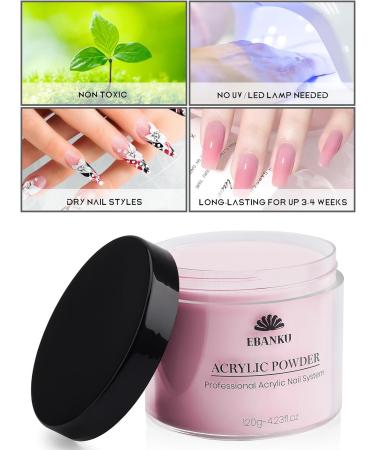 480g Acrylic Powder Set of 4 EBANKU Acrylic Powder Large Capacity Professional Acrylic Nail Powder for Nail Acrylic Extension Nail Carving Long-Lasting No Nail Lamp Needed - Buy Online on SooperMarket.com