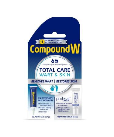 Compound W Total Care Wart Remover with Proheal Cream for Skin - 0.25 oz and Maximum Strength Fast Acting Salicylic Acid Gel - 0.25 oz