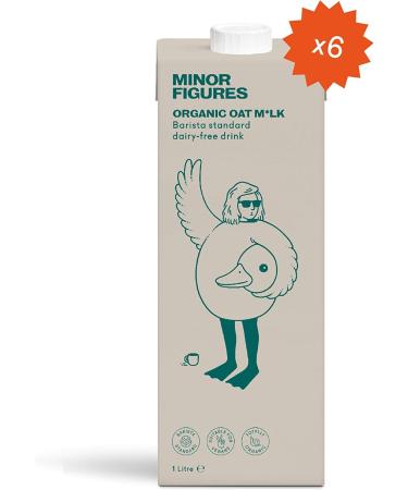 Minor Figures Barista Organic Oat Milk Made in The UK (No Added Sugar/Non Dairy Milk/Vegan & Everyday Oat Milk with Calcium and Vitamins 1 Litre x 6 Cartons - Buy Online on SooperMarket.com