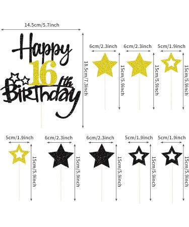 Happy 16th Birthday Cake Topper | Glitzy Sweet 16 Tortendeko for Girls & Boys | International Shipping Available - Buy Online on SooperMarket.com