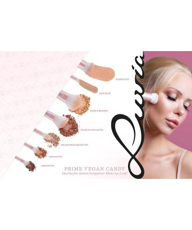 Buy Luvia Prime Vegan Pro-Candy Make-Up Brush Set | 7 Brushes Storage Blender Sponge & Cleaning Mat - Perlmutt & Perl-Rosa - Buy Online on SooperMarket.com