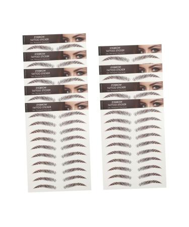 FOYTOKI 9 Sheets Waterproof Eyebrow Stickers Hairlike Eyebrows Brown Imitation Eyebrow 6d Transfer Stickers