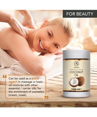 Coconut Oil 1000ml - Indonesia - Cocos Nucifera Oil - 100% Pure & Natural Cold Pressed - Unrefined Coconut Oil - Best Benefits for Skin - Hair - Face - Body Care - Unrefined Coconut Oils - Buy Online on SooperMarket.com