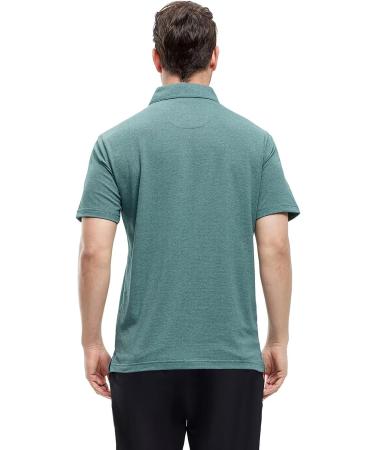 VEBOON Men's Short Sleeve Polo Shirt - Pine Green Heather, Large - Buy Online on SooperMarket.com