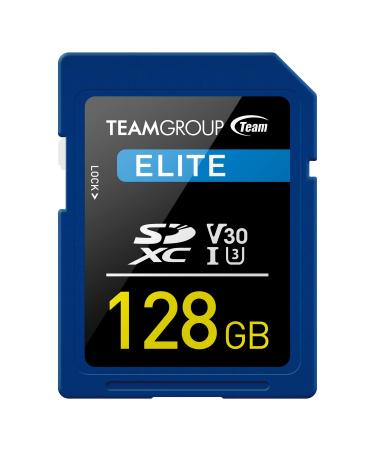 TEAMGROUP Elite 128GB UHS-I U3 V30 UHD Read Speed up to 100MB/s SDXC High Speed 4K Memory Card Compatible with Canon Sony Nikon Panasonic FUJIFILM Digital Camera TESDXC128GIV3001 128GB ELITE U3 V30