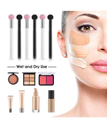 6-Piece Sponge Makeup Applicator Set - Washable Powder Puff & Brush for Flawless Foundation Concealer & Eyeshadow - Pink & Black - Buy Online on SooperMarket.com