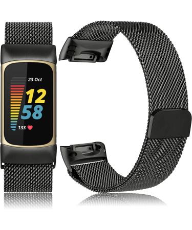 Vancle Metal Bands for Fitbit Charge 5 - Stainless Steel Mesh Loop with Magnetic Clasp for Men and Women (.Black) - Buy Online on SooperMarket.com