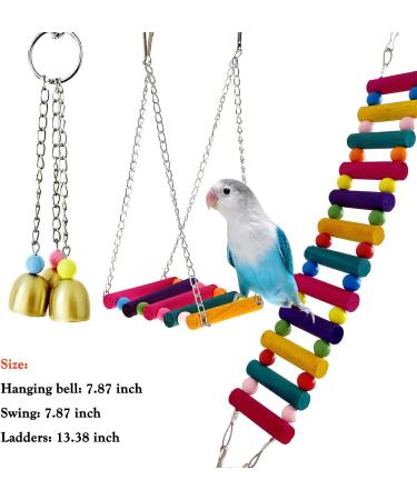 6-Pack Bird Parrot Swing Ladders & Chewing Toys - Cage Accessories for Small Parakeets, Cockatiels, Lovebirds, Conures, Macaws, Finches - Buy Online on SooperMarket.com