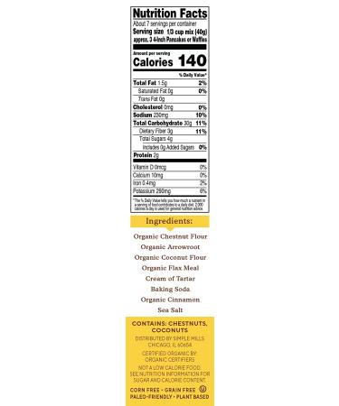 Simple Mills Organic Chestnut Flour Pancake & Waffle Mix - No Added Sugar, 10 oz - Buy Online on SooperMarket.com