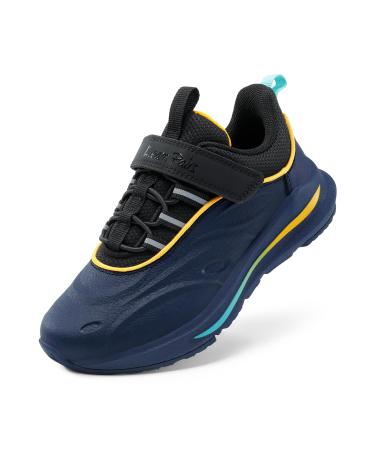 Dream pairs sneakers children sports shoes girls boys sneaker waterproof indoor shoes breathable running shoes outdoor fitness shoes with Velcro fastener 32 EU dark blue black