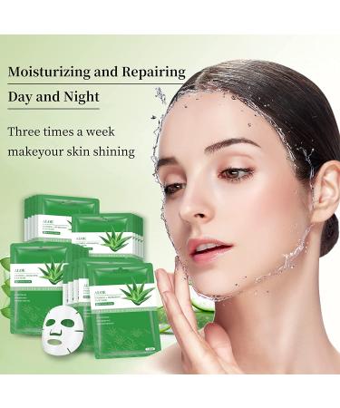 Aloe Vera Hydrating Face Mask - Soothing, Calming & Nourishing Skincare for All Skin Types - 10 Pack 25ml/0.8oz - Buy Online on SooperMarket.com