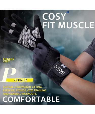 SIMARI Full Finger Weight Lifting Gym Gloves with Wrist Wrap Support - Men Women, Full Palm Protection for Weightlifting, Fitness & Training - Stretch Limo Small - Buy Online on SooperMarket.com