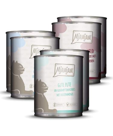 Mjamjam Premium Wet Cat Food Mix Package II - Wild & Rabbit Turkey and Juicy Chicken with Carrot (6 x 800g) - High-Quality International Shipping - Buy Online on SooperMarket.com