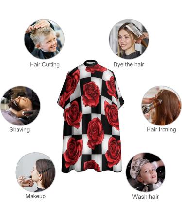 Red Roses Black White Plaid Barber Cape - Professional Hair Cutting Apron for Kids - Buy Online on SooperMarket.com