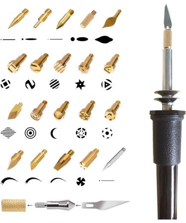 NB Blues 30W Wood Burning Kit with 22 Tips, 10 Stencils & Wood Chips - Professional Adjustable Leather/Wood Burning Tool Set - Buy Online on SooperMarket.com
