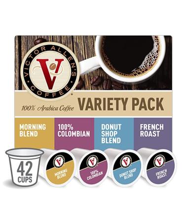Victor Allen Donut Shop Morning Blend 100% Colombian and French Roast for K-Cup Keurig 2 Brewers’s Coffee Single Serve Coffee Pod Variety Pack 42 Count