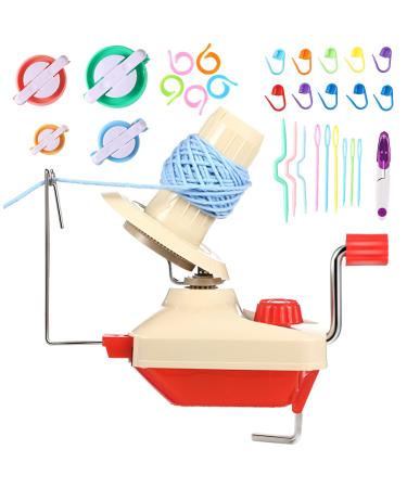 34 Pieces Yarn Ball Winder Set, Hand Operated Yarn Winder 3.5 Ounce Capacity Yarn Swift and Pompom Maker Kit Ball Winder Kit, Easy Installation for Yarn Storage with Knitting Accessories