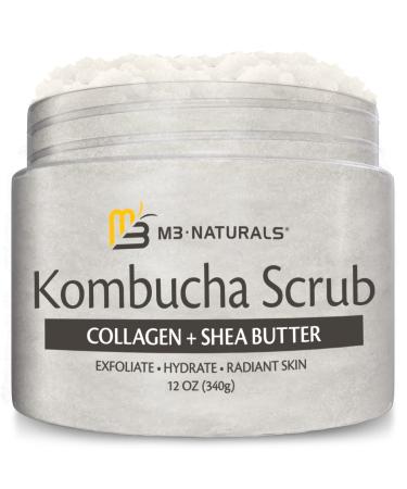 Exfoliating Body Scrub | Kombucha Body Scrub and Skin Exfoliator with Collagen and Shea Butter | Gently Exfoliate Face Body Hand and Foot Scrub|Dead Skin Remover Sea Salt Scrub SkinCare by M3 Naturals