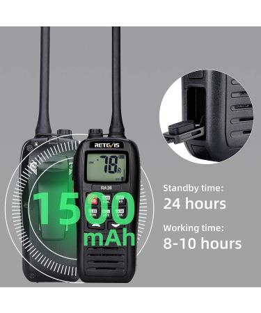 Retevis RA26 Marine Radio | Handheld Floating Boat Radio IP67 Submersible | Backlit LCD Display | NOAA Weather | Portable & Waterproof - Buy Online on SooperMarket.com