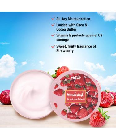 Nykaa Naturals Wanderlust Body Butter - Vegan Strawberry Daiquiri | Shea & Cocoa Butter | Cruelty-Free Hydration - 6.7 oz - Buy Online on SooperMarket.com