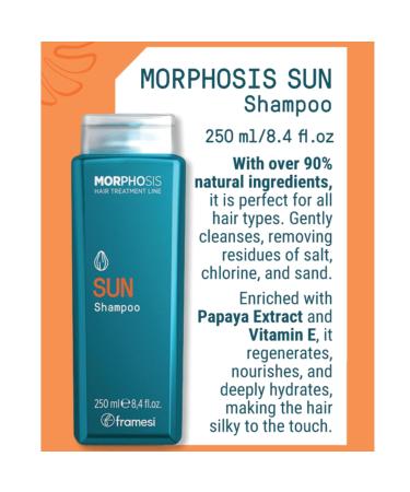 Framesi Morphosis SUN Shampoo - Deep Cleansing Chlorine Removal & Hydration | Natural Color Safe Hair Care for All Hair Types - Buy Online on SooperMarket.com