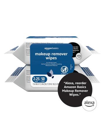 Amazon Basics Makeup Remover Wipes - Original 50 Count (2 Packs of 25) - Formerly Solimo - Buy Online on SooperMarket.com