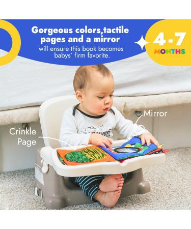 Papablic Luxury Baby Soft Book with Teether  High Contrast Black and White Crinkle Book for Early Education  Tummy Time Toys for Babies 0-12 Months with Baby Safe Mirror  Crinkle Pages and Squeaker - Buy Online on SooperMarket.com