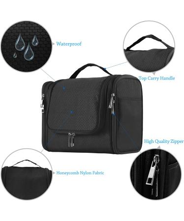 Extra Large Hanging Toiletry Bag for Men & Women - Waterproof Shower Bag with Metal Hook - Dopp Kit/Shaving Bag - Makeup Organizer (Black) - Buy Online on SooperMarket.com