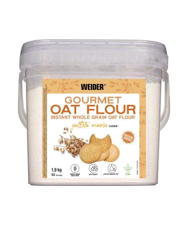 Weider Gourmet Oat Flour. Wholemeal Oatmeal. Protein source with low sugar content. Maria Cookie Flavor (1.9 kg) BISCUIT 1.90 kg (Pack of 1)