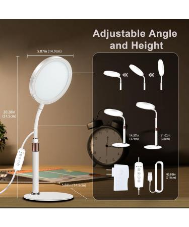 Happy Lamp 10000 Lux Desk Sun Lamp with 360 Adjustable Gooseneck & 3 Colors & 10 Brightness Levels for Reading/Office/Home small - Buy Online on SooperMarket.com