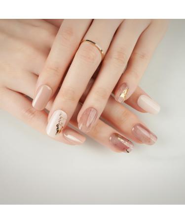 DANNI & TONI 28 Stickers Semi Cured Gel Nail Polish Strips Autumn Gel Nail Stickers (Fascinating) Salon-Quality Gel Nail Polish Strips Manicure Stickers Set-Marble Pattern Foil Stamping