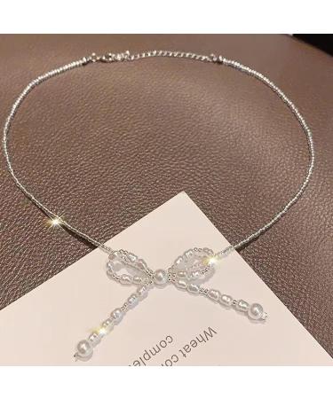 Oralgo's French Style Necklace with Looping Imitation Pearls & Fans - Elegant Jewelry for Women & Girls - Buy Online on SooperMarket.com