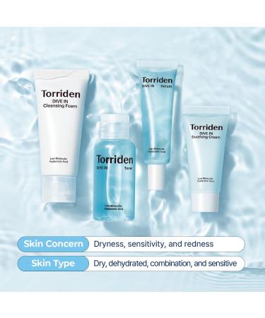 Torriden DIVE-IN Trial Kit | Hyaluronic Acid Skincare Set | Vegan & Hypoallergenic Korean 4-Step Regimen - Buy Online on SooperMarket.com