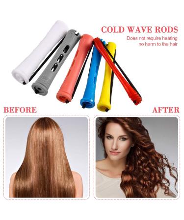 72 Pieces Short Plastic Hair Perm Rods Set - 6 Sizes Cold Wave Rods for Hair Curling - Hairdressing Tools with Tail Comb and Pintail Comb - Buy Online on SooperMarket.com
