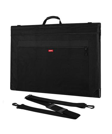 Nicpro Light Weight Art Portfolio Bag 24x36 Black Art Canvas Portfolio Case with Detachable Shoulder Strap Leather Corners Carrying Storage Case for Artwork Poster Sketching and Drawing 24 x 36 inches