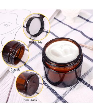 2 oz Amber Glass Jars 15 Pack - Refillable Cosmetic Containers with Inner Liners and Black Lids for Lotion, Ointments, Makeup, Slime, and Travel - Buy Online on SooperMarket.com