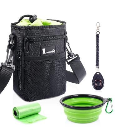 pecute Waterproof Dog Treat Pouch Bag with Multiple Pockets Adjustable Belt 3 Ways to Wear Built-in Poo Bag Dispenser 3 Bonus Brilliant for Carry Things Training Walking Outside